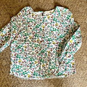 LOFT Green and White Floral Long Sleeve Shirt - Size L